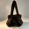 Bolso de mano de piel sintética de zorro, gran capacidad para el trabajo, envío directo disponible, bolso tote de felpa para mujer, bolso peludo plisado estilo coreano