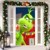 Cortina de Puerta Navideña del Grinch de Venta Caliente Transfronteriza Tela Decorativa Paño para Escena de Fiesta de Ventana de Gabinete de Entrada de Venta Caliente Transfronteriza Multipatrón