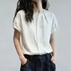 Blusa feminina listrada de manga curta, estilo coreano, jovem, para o dia a dia, nova coleção verão 2026, solta, casual, artística