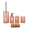 Fabricantes de capa de bambu de diamante de plástico para banheiro, atacado, lavagem de cinco peças, copo de gargarejo para banheiro, conjunto de cinco peças para copo de dente
