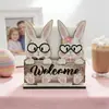 Porta Servilletas de Madera Temático del Conejo de Pascua Transfronterizo, Almacenamiento y Decoración de Madera Prácticos Dos en Uno Decoración de Mesa