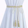 Cinturón pequeño retro de microfibra para mujer, fino y con nudo, ideal para combinar con faldas y suéteres, con cadena estrecha decorativa sencilla.