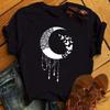 Ropa de Verano Europea y Americana 2025 para Mujer Estilo Harajuku Luna Estrellas Kawaii Camiseta de Manga Corta para Mujer Top Dulce y Lindo