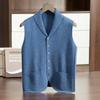 Colete de caxemira masculino, novo, outono e inverno, 100% cashmere, gola V, suéter, fivela, cardigan, colete de malha