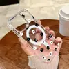 Estilo Artístico Preto e Branco Flores Pequenas Capa de Telefone Magnética Magsafe Iphone18Promax Capa Protetora Transparente