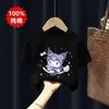 Camisa Curta de Algodão Puro com Estampa de Desenho Animado para Meninas - Verão 2026 - Camiseta Curta Estampada Tendência para Bebês