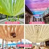 Cortinas de Gasa con Estilo Despeinadas por el Viento, Cortinas Decorativas de Techo para Zonas Turísticas y Calles Comerciales, Tela Colgante para Sombrilla Exterior