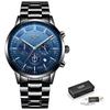 Nuevo reloj de cuarzo deportivo LIGE 9877 para hombre, con personalidad, tendencia de moda, para ocio, resistente al agua, con diseño lunar y diseño de negocios.