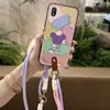 Adecuado para Funda de Teléfono Móvil Alcatel Pulsera Pareja Dos Tonos Dibujos Animados Modelo Femenino Lanyard Juvenil Textura Colgante Cuello Antipolvo