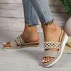 Sandalias y zapatillas de plataforma europeas y americanas con cuña de fondo grueso de talla grande para mujer, verano 2024, con fondo de cuerda de cáñamo y comercio exterior, talla 43
