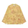 Camisa estampada marca Z, pantalones de pierna ancha de cintura alta transfronterizos, ropa de mujer europea y americana con botones decorativos, top y pantalones populares en AliExpress con detalles de cuerda ZA