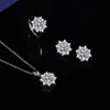 Transmisión en Vivo de Douyin Más Vendido Conjunto de Tres Piezas Girasol de Dos Quilates, Anillo de Lujo Incrustado con Diamantes, Collar, Pendientes, Accesorios de Moda