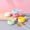 Tazón pequeño de cerámica de color gelatina creativo al por mayor con asa para salsa, condimento, taza de crema de cerámica, vajilla de restaurante