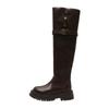 Botas Negras Retro Estilo Británico Tacón Grueso Suela Gruesa para Mujer 2025 Otoño e Invierno Botas Nuevas Tubo Alto Ajustadas de Caballero