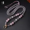 Colar Amuleto Budista Tailandês com Quartzo Rosa, Âmbar, Jade, Pingente de Cristal e Cordão para Pendurar Thangka para Mulheres