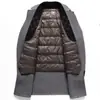 Abrigo de lana de longitud media para hombre, doble faz, con forro de plumón desmontable, engrosado para invierno, adecuado para uso business casual