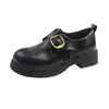 Sapatos Pequenos de Couro de Salto Grosso para Ir ao Trabalho Slip-on Novo Estilo Fivela Outono Estilo Britânico Solado Grosso 2026 Sapatilhas Casuais de Tecido Feminino