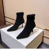 Elegantes Botines para Mujer, Tacones Bajos, Tacones Altos, Invierno Terciopelo Puntiagudos Tacones de Aguja, Botas Elásticas de Gamuza, Cómodos Botines Franceses Ajustados