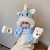 Nuevo Sombrero de Invierno 2025 para Niños Peluche Dibujos Animados Lindo Bebé Niño y Niña Bufanda con Forro Polar Sombrero Integrado con Protección para los Oídos