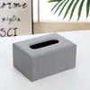 Caja de Pañuelos de Papel Texturizada para Uso Doméstico, Impermeable y Resistente al Desgaste, Logo Personalizable, Caja de Almacenamiento de Cuero para Oficina y Hotel, Moderna y Sencilla