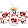 Mickey Mouse Transfer UV DTF Cristal Transparente Copo de Vidro com Adesivo 16oz Especial À Prova d'Água Resistente a Arranhões Atacado Transfronteiriço