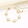 Explosões transfronteiriças trevo de quatro folhas pulseira de cinco flores não desbota pulseira de aço titânio feminina minoria senso de alto nível pulseira feminina atacado