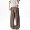 Pantalones plisados estilo Old Money, Pantalones largos casuales de pierna ancha, holgados, de corte recto, transpirables, finos, para primavera/verano, negros