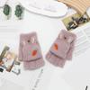 Luvas infantis inverno estilo coreano desenho animado flip fofo cinco dedos pelúcia espessado bebê meio dedo estudantes quente e à prova de frio