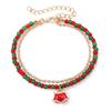Pulsera de Campana de Árbol de Navidad de Cuentas de Arroz Explosiones Transfronterizas Moda Europea y Americana Regalo de Vacaciones Joyería para Pareja con Doble Cuenta Mujeres
