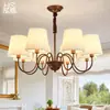 Lustre para sala de estar, estilo retrô americano simples, cúpula de metal, luminária aconchegante para sala de estar, madeira estilo creme vintage