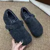 Zapatos Birkenstock de felpa retro con punta redonda sin cordones para mujer, zapatos Mary Jane peludos, nuevos mocasines planos de otoño e invierno