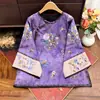 Jaqueta Elegante Estilosa com Bordado Pesado Gradiente Estilo Chinês 2025 Outono Novo Design Elegante Top de Manga Três Quartos para Mulheres