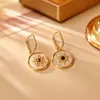 Pendientes de Girasol de Nácar Natural Chapados en Oro de 24 Quilates, Moda de Alta Gama, Lujo Ligero, Pendientes Elegantes, Accesorios de Moda