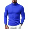 Suéter Masculino de Gola Alta Outono/Inverno 2026, Suéter Pulôver Casual Elegante Simples em Tricô Trançado, Malha de Base