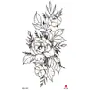 Adesivos de tatuagem de flor esboço preto e branco adesivos de tatuagem de flor adesivos de tatuagem à prova d'água impressão colorida adesivos de tatuagem pequenos para braço inteiro