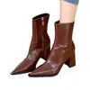 Botines de moda de otoño, Botines Chelsea franceses, Punta fina, 2026 moda de tacón alto, tacón grueso de moda, nuevo estilo adelgazante y elegante