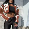 Comercio Exterior Europeo y Americano Verano 2026 Nueva Moda Femenina Estilo Motociclista Bloques de Color Parche Bordado Patchwork Ajustado Chaqueta de Cuero Sintético