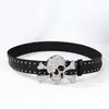 Cinturón de Cuero Nuevo de Moda con Diseño de Calavera Personalizado, Hebilla de Presión Estilo Punk Cinturón Casual para Jóvenes, Disponible al por Mayor