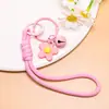 Lanyard para Teléfono de Flor de Goma Macaron, Llavero de Flor Pequeña con Cascabel, Colgante para Bolso Tejido, Accesorios Pequeños Hechos a Mano para DIY
