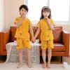 Traje Infantil de Manga Corta, Algodón Puro, Ropa de Verano para Niños y Niñas, Ropa Nueva para el Hogar con Aire Acondicionado, Pijama Delgado de Verano para Bebés y Niños