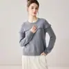 Outono/Inverno 2026 Novo Estilo Francês Elegante Gola Redonda Tricô Feminino Suéter de Caxemira Camada Base Versátil
