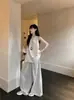 Conjunto de Ropa Relajada Chaleco sin Mangas con Cuello en V para Mujer Verano Pantalones de Pierna Ancha Rayados Conjunto Casual de Dos Piezas