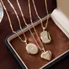 Collar Álbum de Fotos de Latón con Forma de Corazón Abrible y Cerrable de Venta Caliente Transfronteriza Europea y Americana, Popular Collar de Circonita con Baño de Oro Real 14K