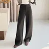 Pantalones de pierna ancha curvos de tiro alto ajustados para mujer, Nuevo estilo Otoño/Invierno 2026, Pantalones holgados de lana fluidos, Pantalones casuales versátiles de moda