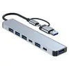 Estación de acoplamiento Tipo-C, concentrador multifuncional, base de expansión para tabletas con divisor USB HD y lector de tarjetas