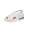 Zapatos de Mujer Verano Piel Suave Sandalias de Cuña con Suela Gruesa Zapatos de Plataforma para Mujer Boca de Pez 2024 Nuevos de Tacón Alto Microfibra Negra