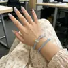 Cortina Azul Hielo Transparente~ Elegante y Suave Ágata de Perla de Agua Dulce Aguamarina Pulsera de Doble Círculo Joyería