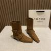 Botines Estilo Británico para Mujer, Moda Nueva Otoño e Invierno 2026 Elegantes Versátiles Retro con Hebilla