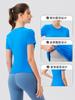 Camiseta de yoga de verano para mujer, de manga corta, con almohadilla para el pecho, transpirable, de secado rápido, para correr y fitness, traje deportivo ajustado y adelgazante.