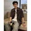 Directamente del fabricante: Camisa a Cuadros con Parches de Manga Corta, Estilo Falso Dos Piezas, para Hombres y Mujeres, Nueva Marca de Moda 2026, Estilo Universitario, Camisa Versátil para Parejas